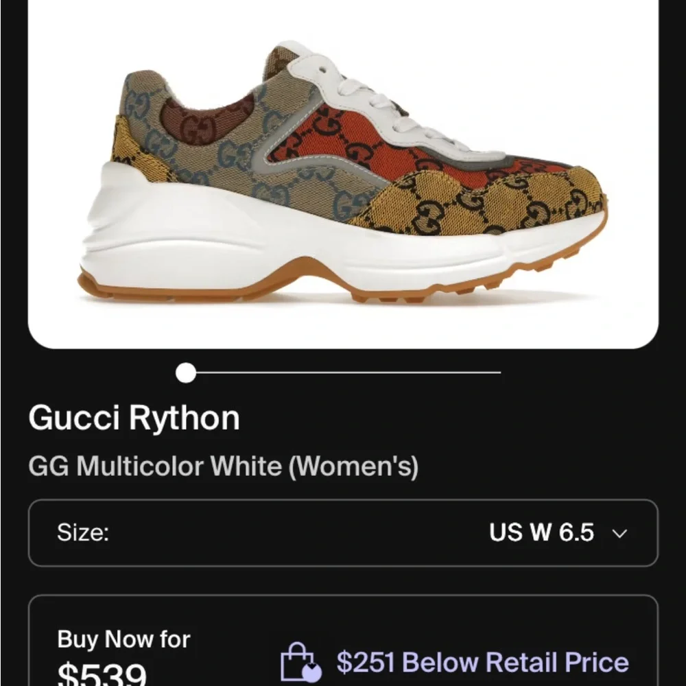 Gucci Rython Multicolor GG Sneakers - Picture 4 of 6